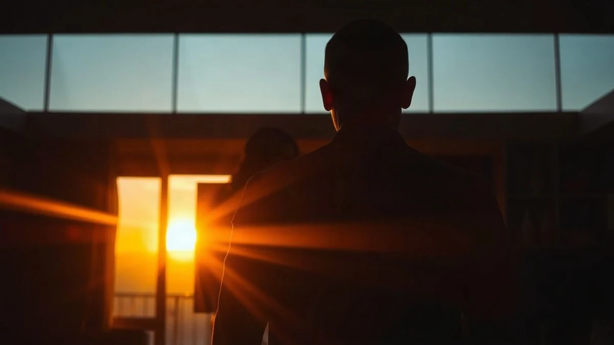 Imagen ilustrativa: salón moderno con televisión encendida mostrando una interfaz de streaming, a contraluz al atardecer.