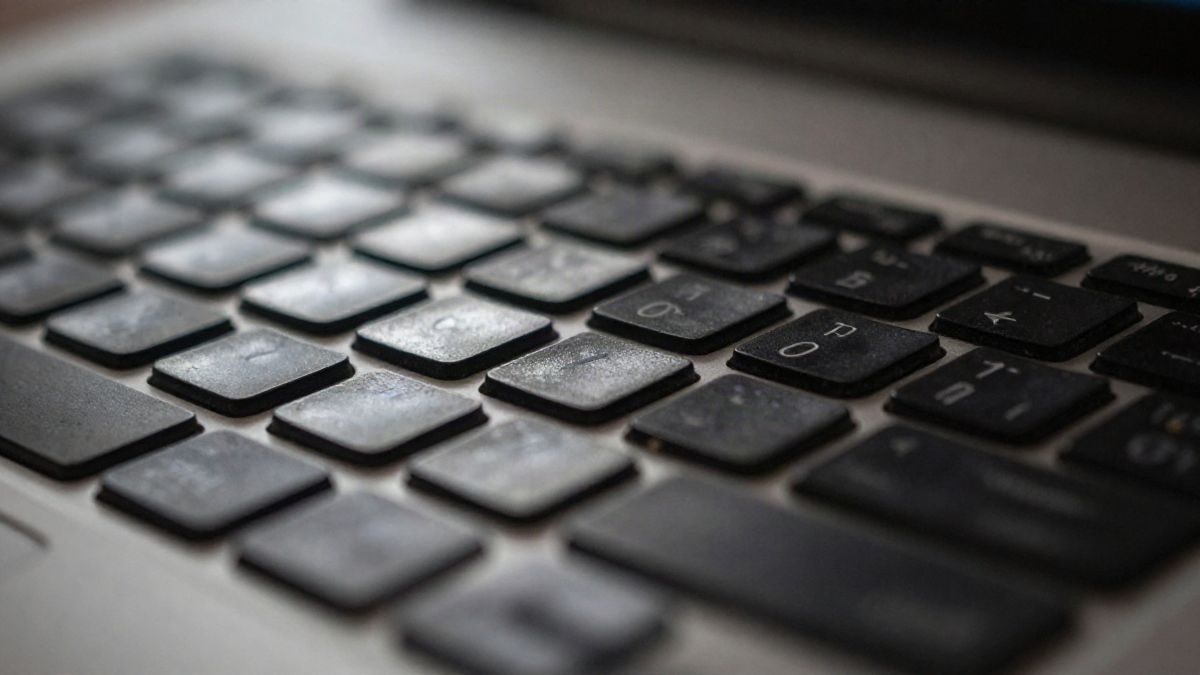 Imagen ilustrativa: detalle de un teclado de ordenador con la barra espaciadora desgastada y reflejos de pantalla