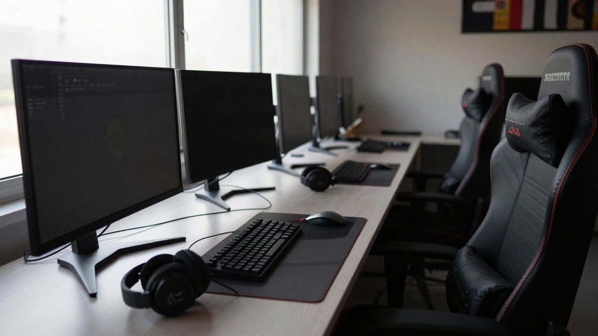 Imagen ilustrativa: escritorio de gaming con monitor, teclado y auriculares bajo luz natural