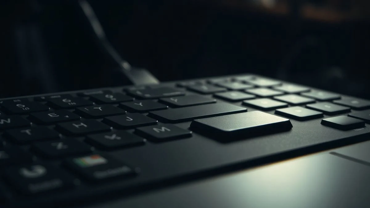 Imagen ilustrativa: primer plano de un teclado de ordenador con una tecla iluminada en un entorno oscuro.