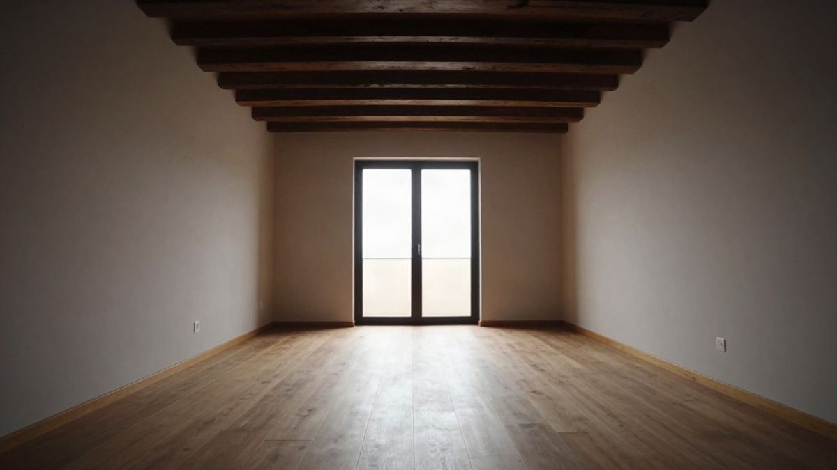 Imagen ilustrativa: salón moderno con sensores inteligentes integrados en las paredes y líneas que convergen hacia el fondo